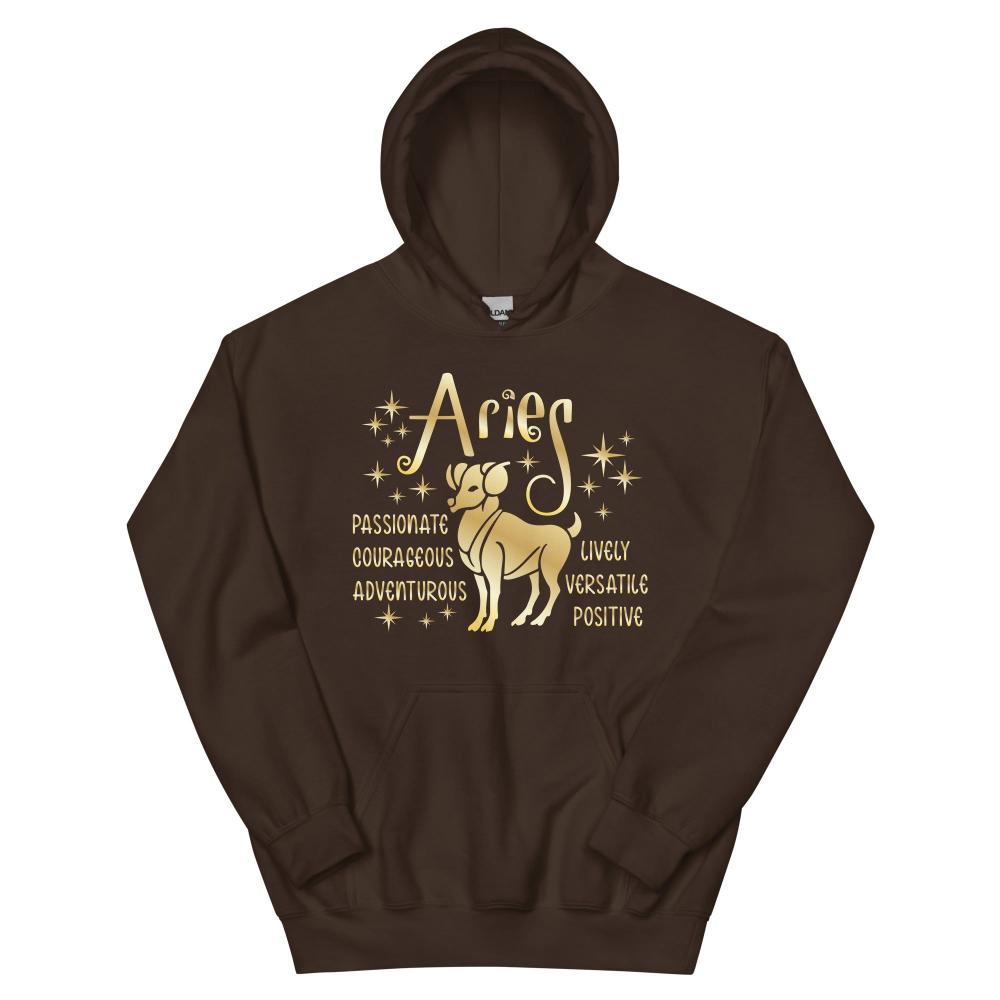 Aries Zodiac Positive Traits Hoodie - Dark Chocolate Color - https://ascensionemporium.net